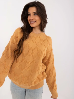 Brown women's oversize sweater with cuffs