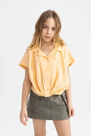 DEFACTO Girls' Crop Short Sleeve Shirt