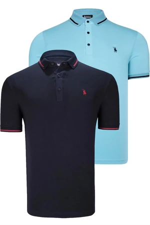 DOUBLE SET T8586 DEWBERRY MEN'S T-SHIRT-NAVY-CYAN