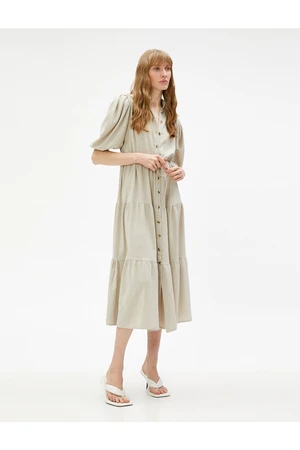 Koton Shirt Dress Midi Length with Tie Waist