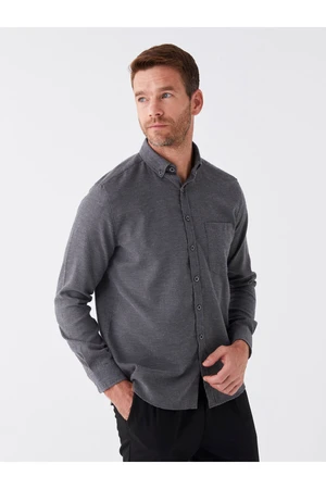 LC Waikiki Men's Regular Fit Long Sleeved Dobby Shirts.