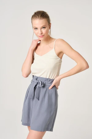 Dagi Blue Cupro Tie Waist Shorts