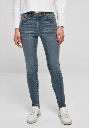 Women's Mid-Waisted Skinny Jeans - Blue