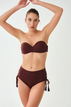 Dagi Brown Strapless Coated Top