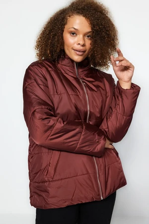 Trendyol Curve Claret Red Inflatable Zippered Coat