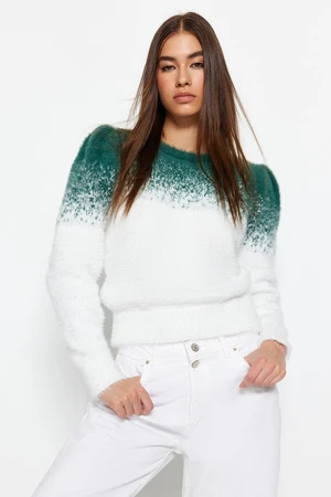 Trendyol Dark Green Beard/Feather Rope Knitwear Sweater