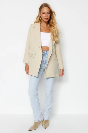 Trendyol Stone Oversize Lined Woven Blazer Jacket