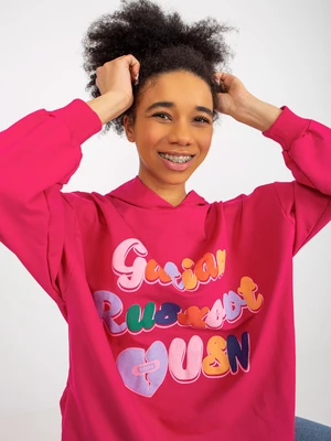 Fuchsia Long Oversize Sweatshirt with Print