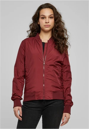 Women's Light Bomber Jacket in burgundy