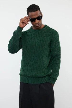 Trendyol Emerald Green Regular Crew Neck Textured Knitwear Sweater