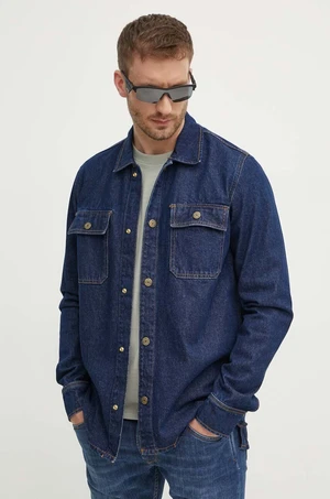 Džínová bunda Pepe Jeans RELAXED OVERSHIRT pánská, tmavomodrá barva, přechodná, oversize, PM308585CU4