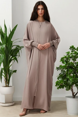 Trendyol Beige Wide Fit Bat Sleeve Woven Cap & Ferace & Abaya