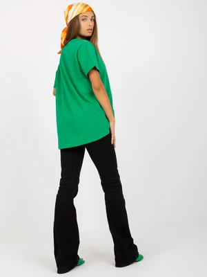 Basic green asymmetrical cotton t-shirt