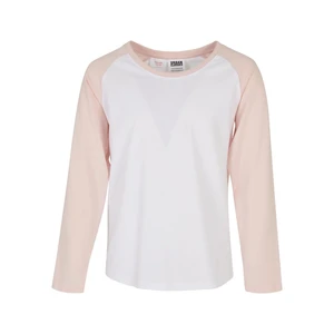 Girls' contrasting raglan long sleeves white/pink