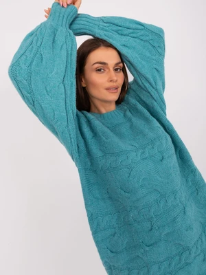 Turquoise oversize knit dress