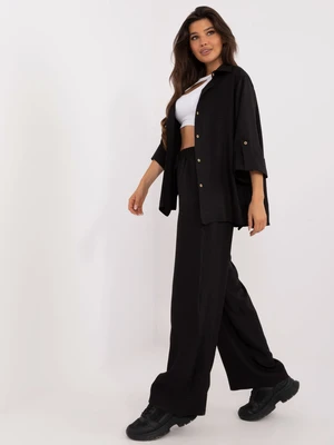 Black two-piece summer set with oversize shirt