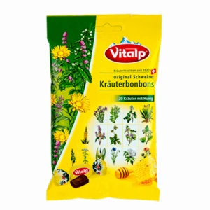 TOPVET Vitalp-Bylinné cukríky z 20 bylín s medom 75 g