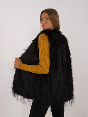 Black fur vest with lining