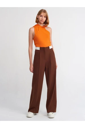 Dilvin 71219 Classic Trousers with Curled Belt-brown