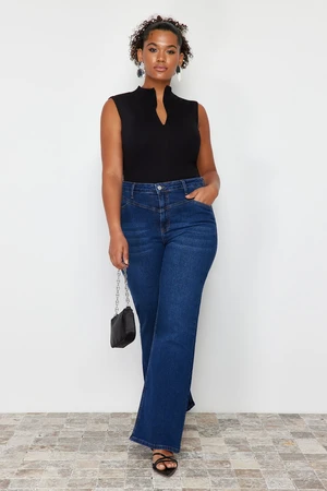 Trendyol Curve Flare Fit Denim Jeans with Blue Stitching Detail