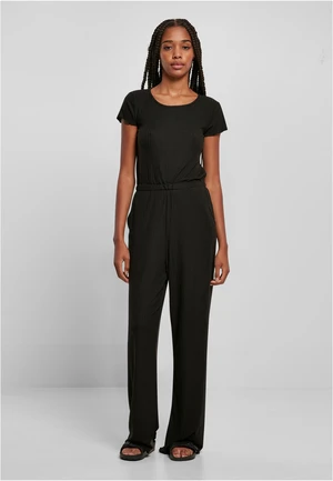 Women's jumpsuit with wide legs in black color