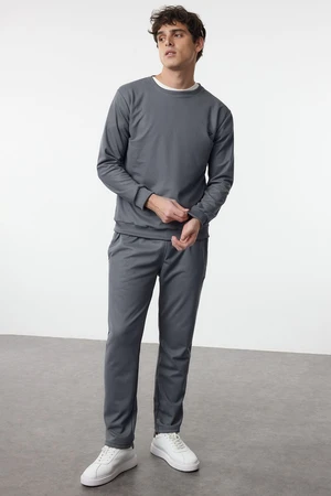 Trendyol Light Gray Regular/Normal Cut Basic Pique Textured Tracksuit