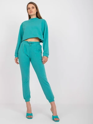 Basic dusty green sweatpants with tie detail