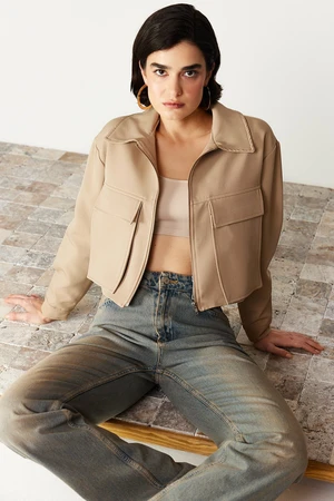 Trendyol Mink Pocket Detailed Utility Crop Woven Jacket