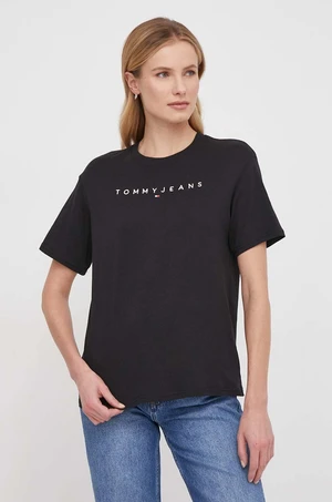 Bavlněné tričko Tommy Jeans černá barva, DW0DW17836