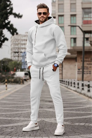 Madmext White Men's Tracksuit Set 5634