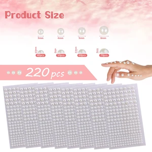 220pcs Hair Pearls Stick On Self Adhesive Pearls Stickers Face Pearls Stickers for Hair