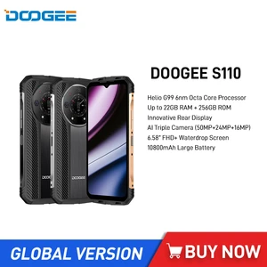 NEW DOOGEE S110 Rugged Smartphones Helio G99 Octa Core 12GB+256GB 6.58Inch FHD Cell Phone 66W Fast Charging 10800mAh Battery NFC