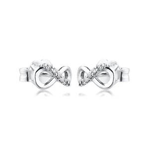 100% 925 Sterling Silver Jewelry Sparkling Infinity Stud Earrings Free Shipping