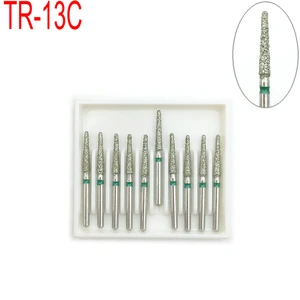 10pcs Dental Diamond Burs Drills High Speed Handpiece Polishing Whitening Tools for Dentist Dental Burs FG 1.6M TR-13C