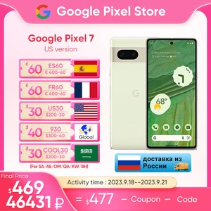 Google Pixel 7 4355 mAh 6.3" Screen 8+128/8+256GB Memory Black/White/Lemongrass