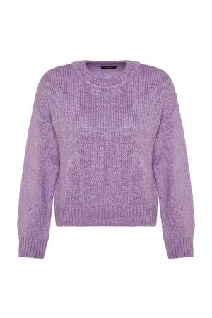 Trendyol Lilac Wide Fit Měkký texturovaný základní pletený svetr