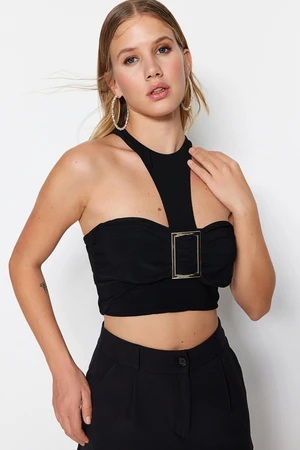 Trendyol Black Crop Accessory Knitted Bustier