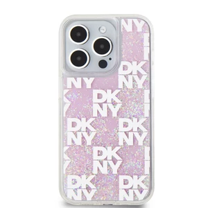 Zadní kryt DKNY Liquid Glitter Checkered Pattern pro Apple iPhone 15 Pro, růžová