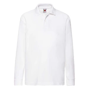 White Long Sleeve Polo Shirt Fruit of the Loom