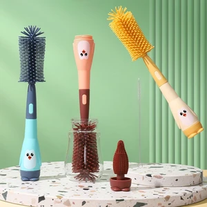 Rotation Feeding Bottle Cleaner Bottle Cleaning Brush Baby Bottle Brush Set Cup Cleaning Tool Cartoon Penguin Bottle Brush