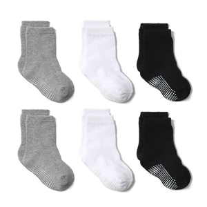 6 Pairs Baby Non Slip Sock Boys Girls Anti Skid Soles Unisex Babe Newborn Infants Toddlers Grip Crew 0 to 6M cotton Socks Kids