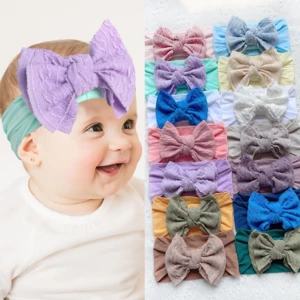 New Baby Soft Nylon Hair Ornament Children's Candy Bow Wide Headband Baby Hair Band Baby Turban Kids Headwear