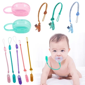 Newborn Baby Pacifier Anti-drop Chain Pacifier Box Portable Pacifier Holder Dummy Feeding Pacifier Leashes Pacifier Accessories