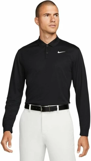 Nike Dri-Fit Victory Solid Mens Long Sleeve Polo Black/White L Camiseta polo