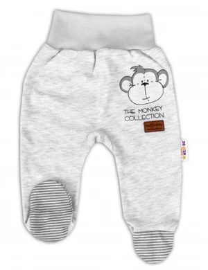 Baby Nellys Kojenecké polodupačky Monkey - sv. šedý melírek, vel. 86 (12-18m)