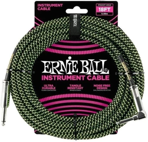Ernie Ball P06082-EB Czarny-Zielony 5,5 m Prosty - Kątowy