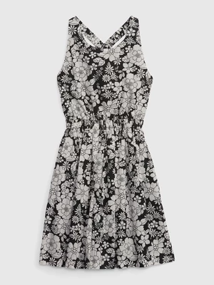 White and Black Girly Floral Dress GAP