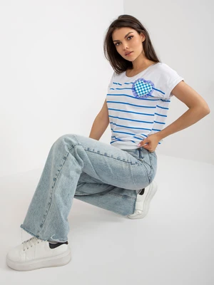 Cotton white-blue striped blouse