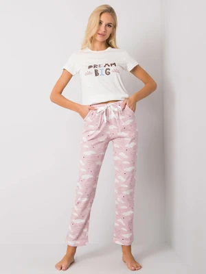 Two-piece white pajamas with print