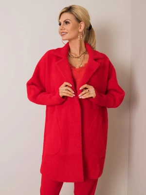 Red fluffy alpaca coat